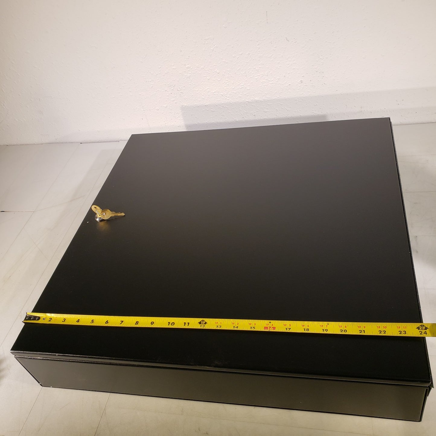 Custom Electronics Metal Storage Box 24" X 24" X 4" Black with 2 Keys