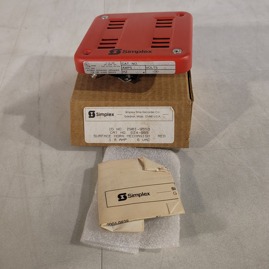 Simplex 2901-9553 Surface Horn Mechanism For Fire Alarm Red Vintage