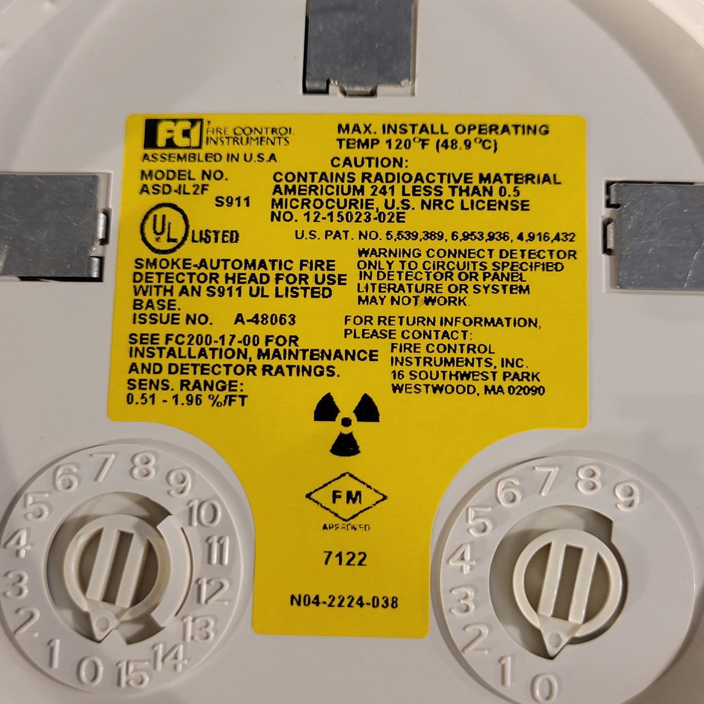 Gamewell-FCI ASD-IL2F Addressable Ionization Smoke Detector Fire Control