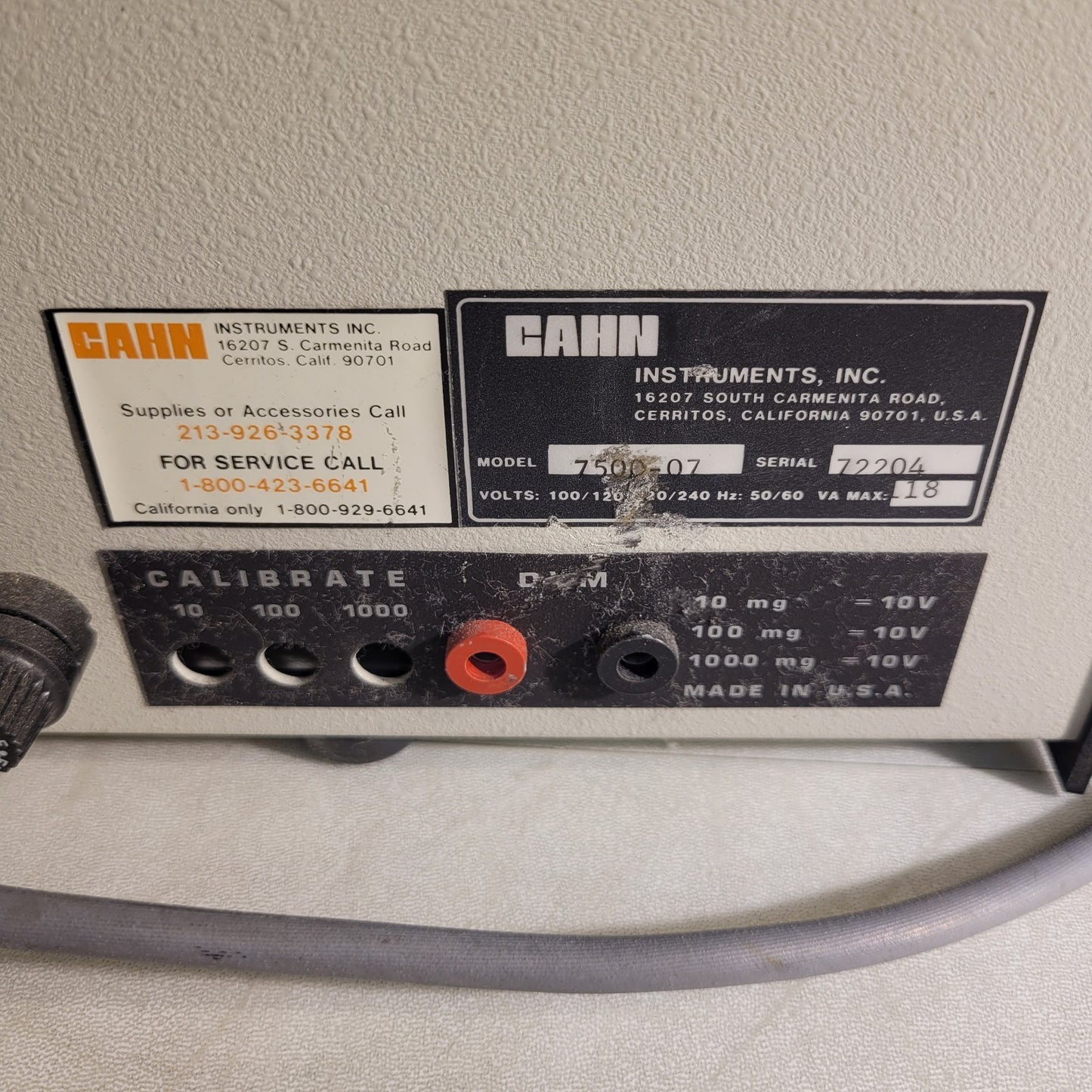 Vintage Cahn Millibalance 7500-07 Electrobalance DTL 72204