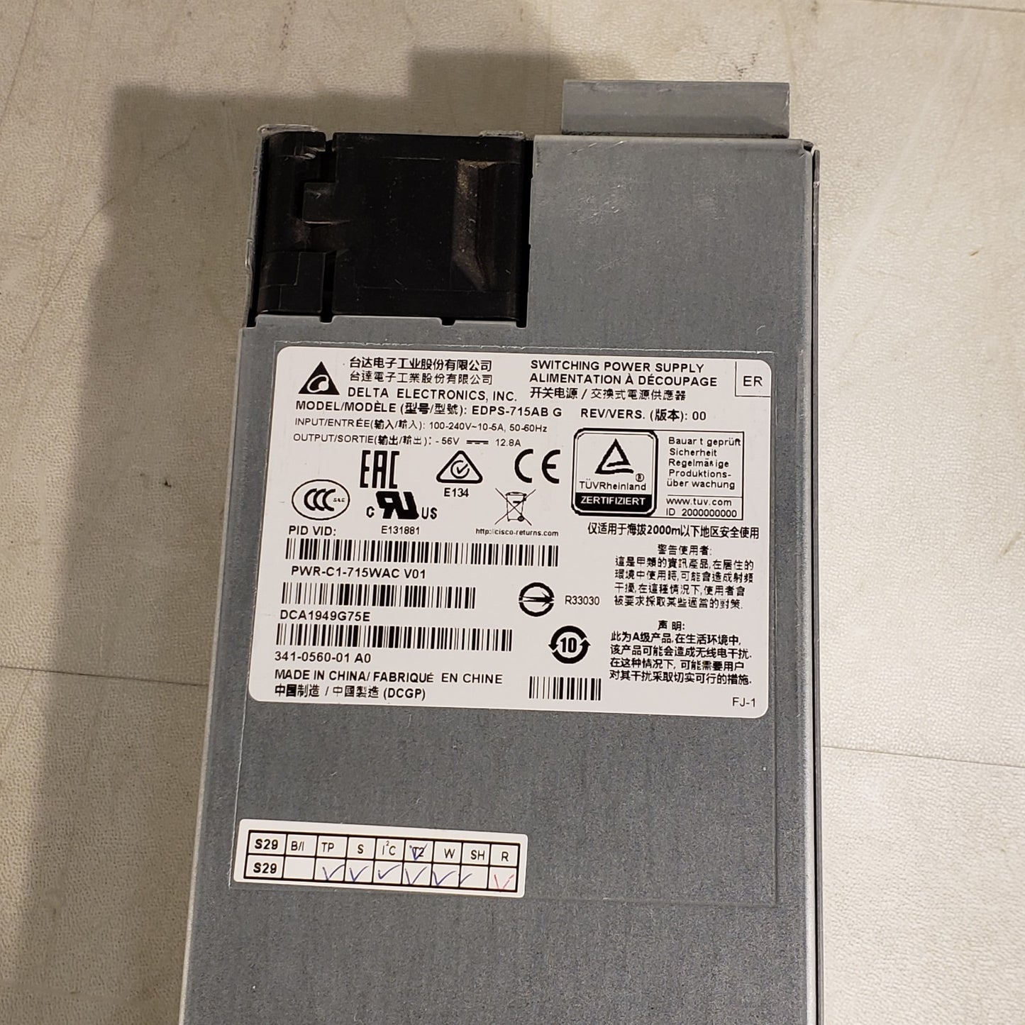 Delta Electronics EDPS-715AB G Switching Power Supply PWR-C1-715WAC V02