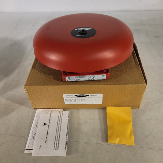 Vintage Faraday 4771B-10-14-24-DC 10" Red Fire Alarm Bell