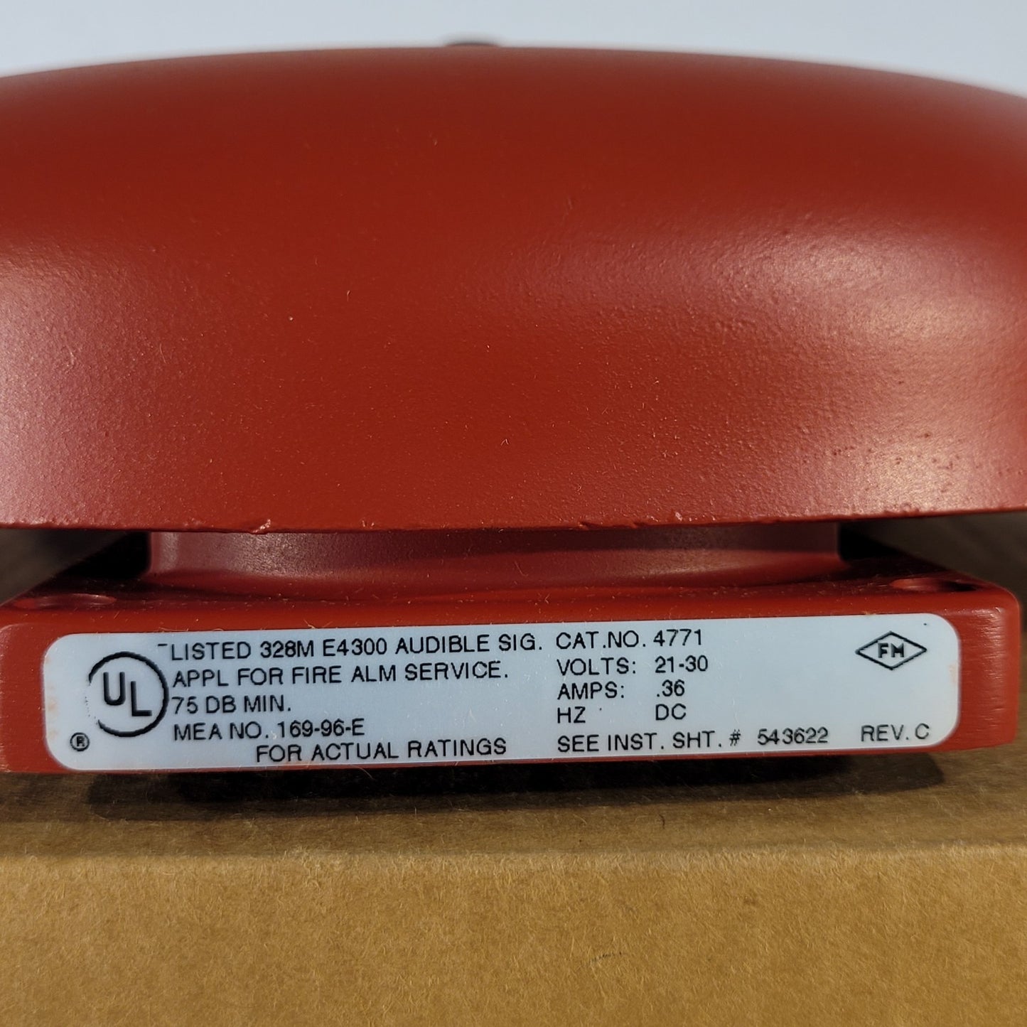 Vintage Faraday 4771B-10-14-24-DC 10" Red Fire Alarm Bell