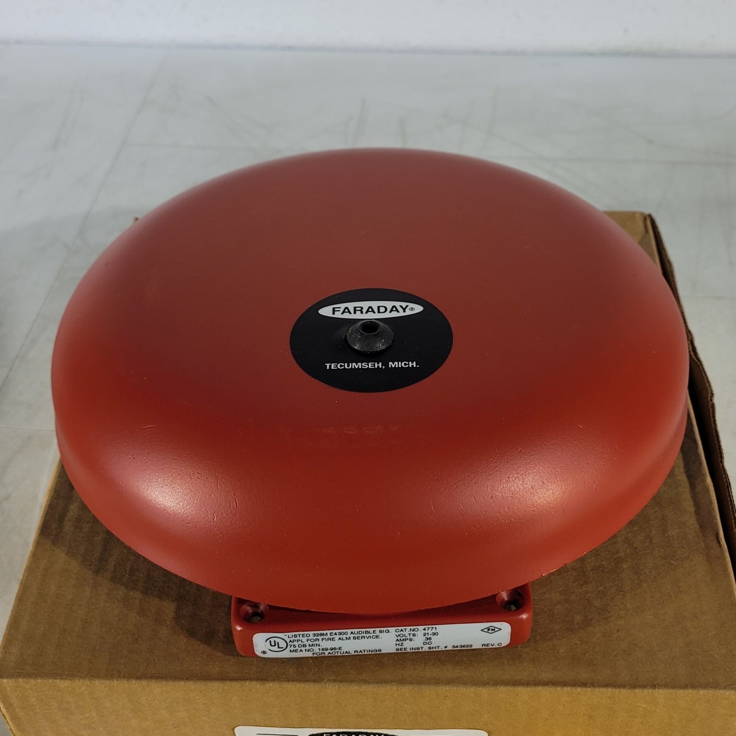 Vintage Faraday 4771B-10-14-24-DC 10" Red Fire Alarm Bell