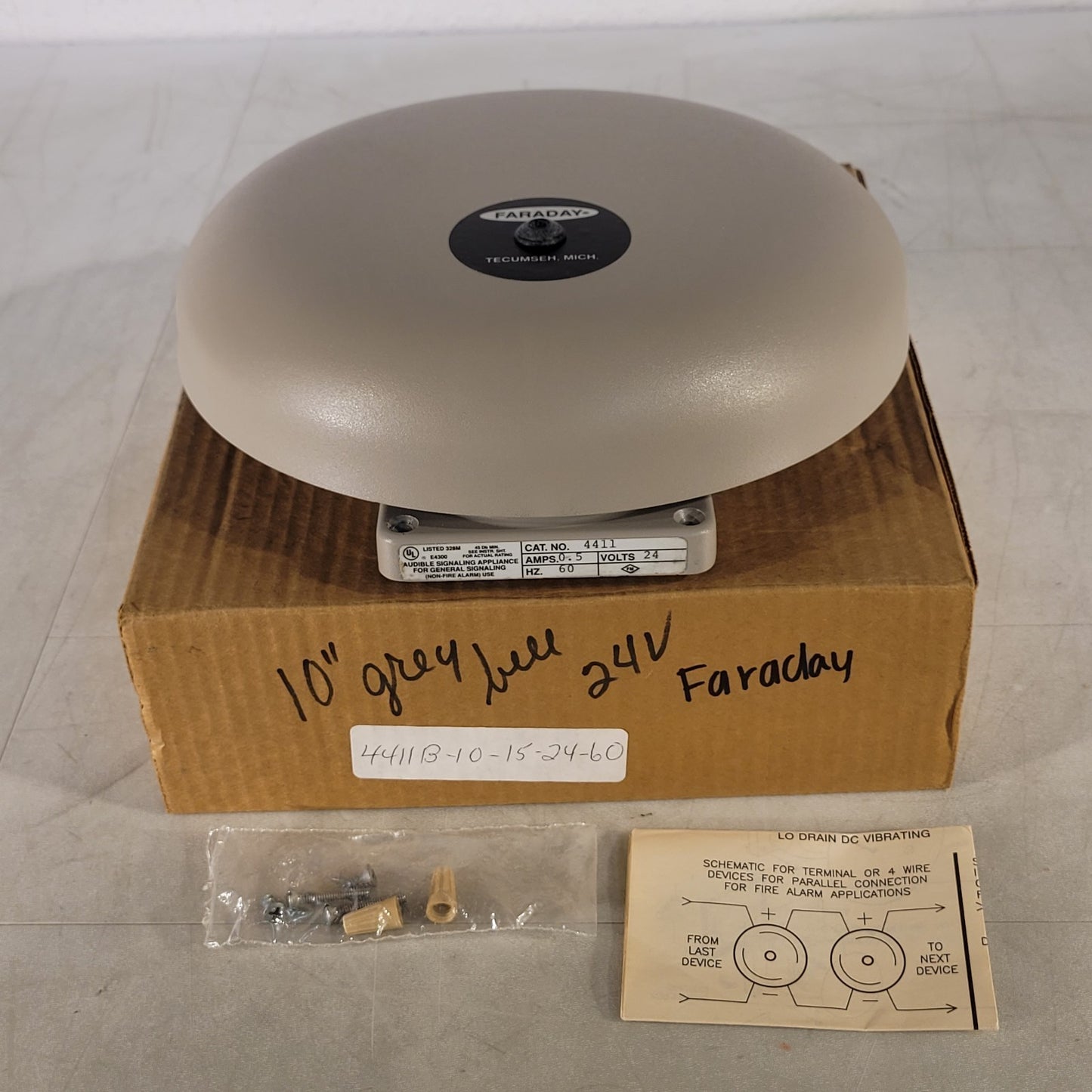 Vintage FOS Faraday 4411B-10-15-24-60 10" Grey Audible Signaling Bell