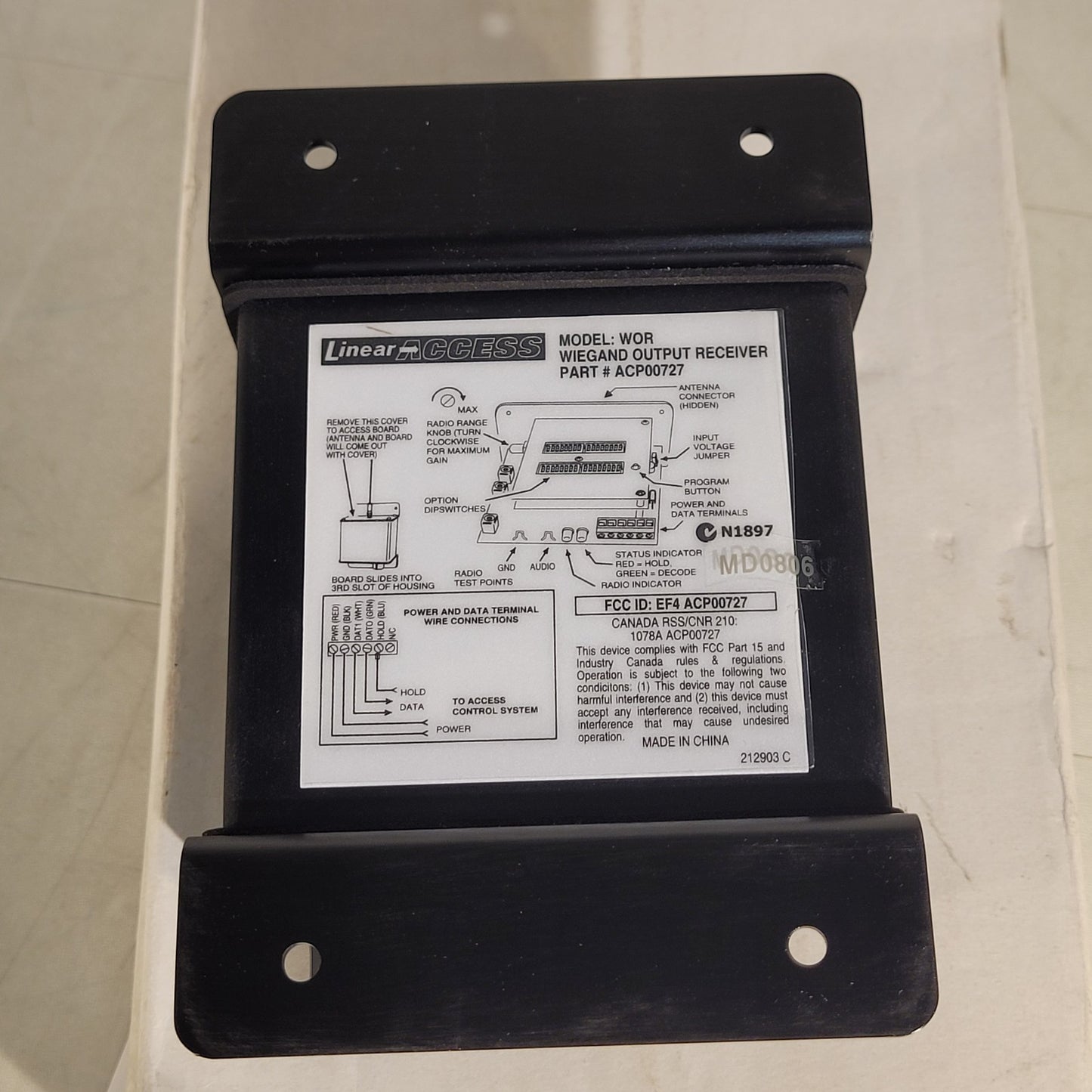 Linear Access WOR Wiegand Output Receiver ACP00727  05291-001