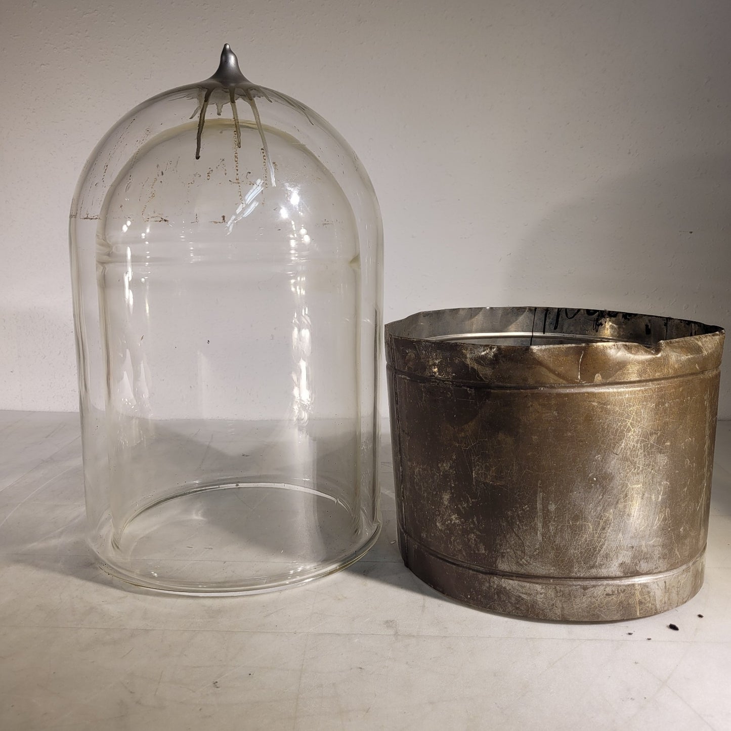 Large Double Walled Glass Dewar Vessel Jar 14L 12"OD 9.75"ID 16.25" Max Depth