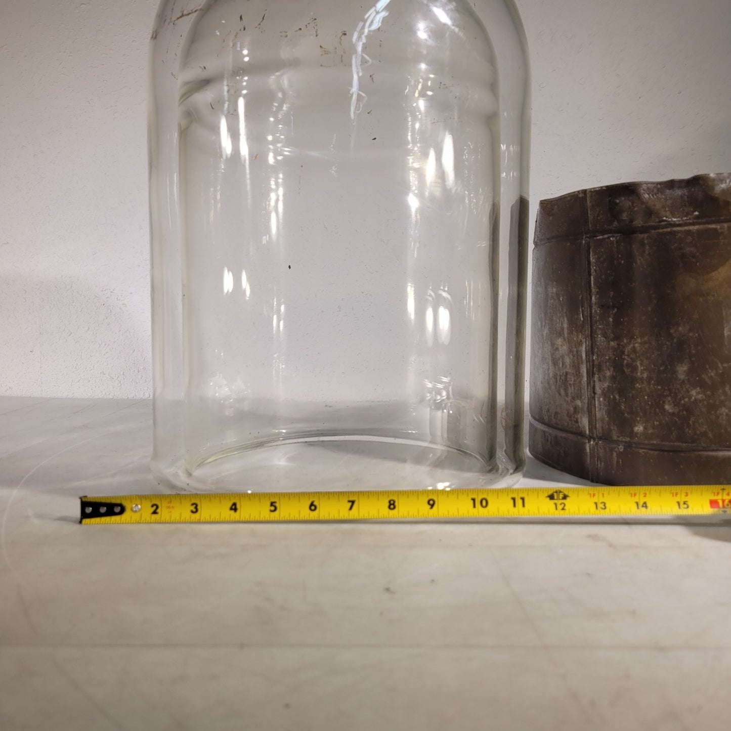 Large Double Walled Glass Dewar Vessel Jar 14L 12"OD 9.75"ID 16.25" Max Depth