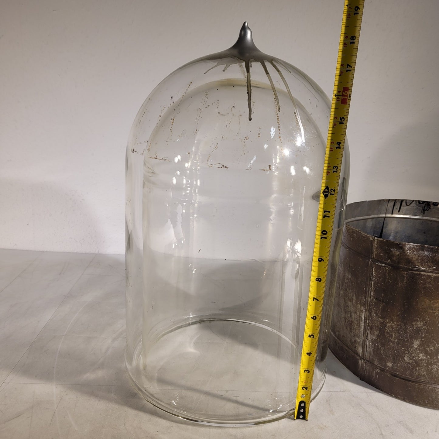 Large Double Walled Glass Dewar Vessel Jar 14L 12"OD 9.75"ID 16.25" Max Depth