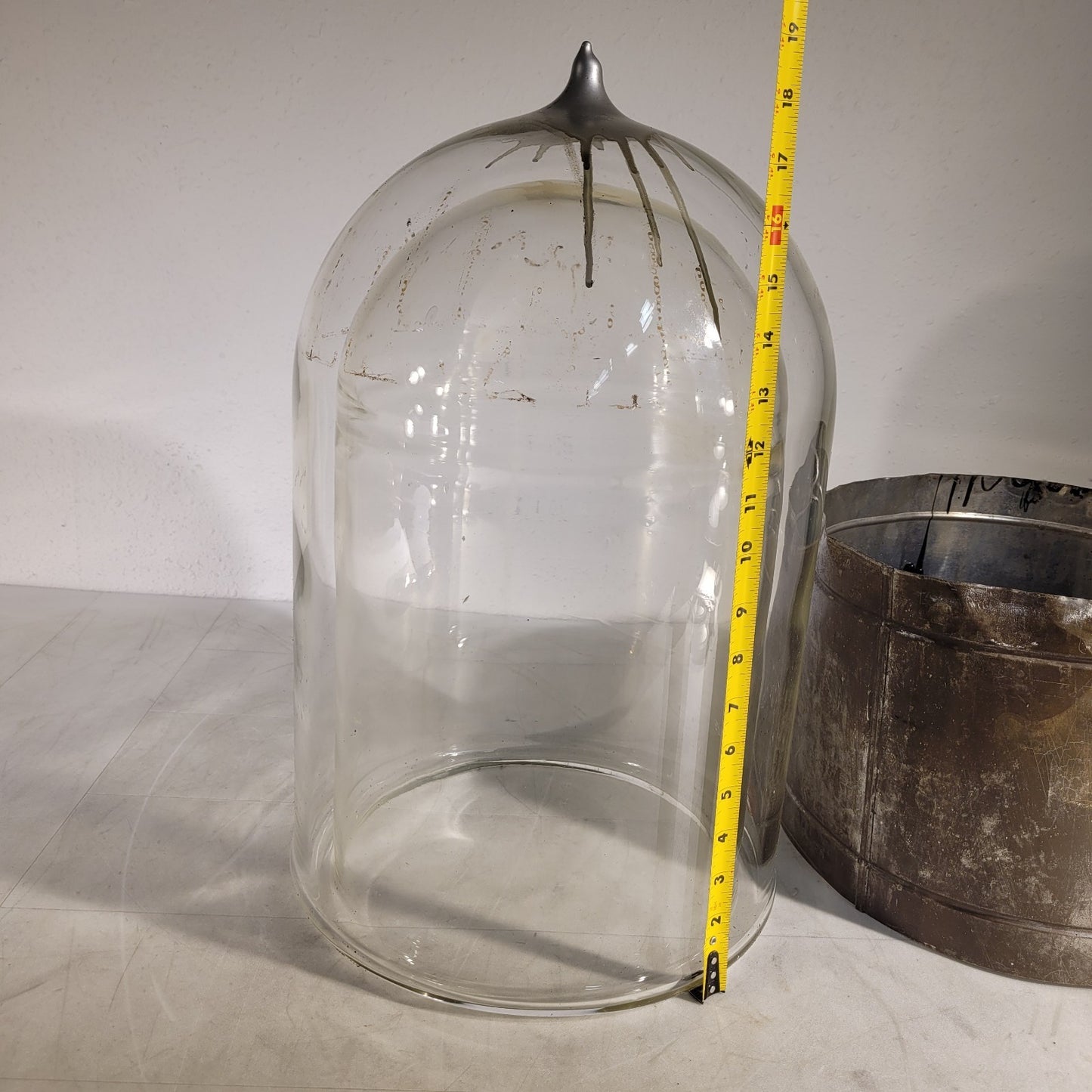 Large Double Walled Glass Dewar Vessel Jar 14L 12"OD 9.75"ID 16.25" Max Depth