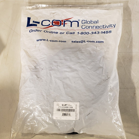 L-Com CTL3VGAMM-100B Premium S VGA Cable, HD15 Male / Male Black 100 ft
