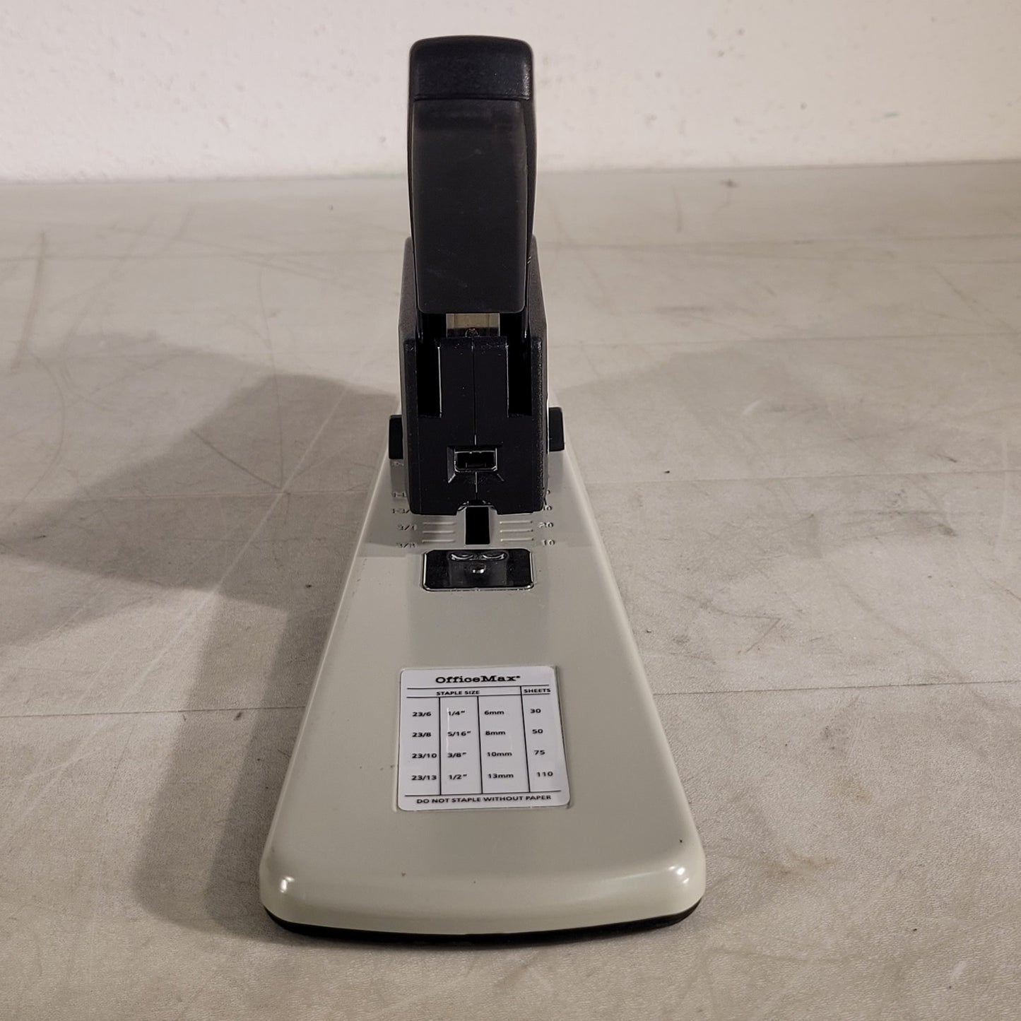 OfficeMax OM01047 Heavy Duty Stapler 7 1/2"H x 2 7/8"W x 12 5/8"D Black
