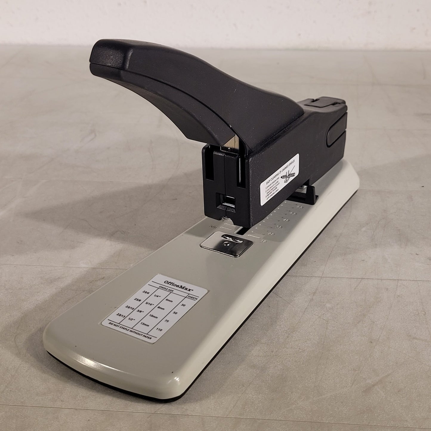 OfficeMax OM01047 Heavy Duty Stapler 7 1/2"H x 2 7/8"W x 12 5/8"D Black