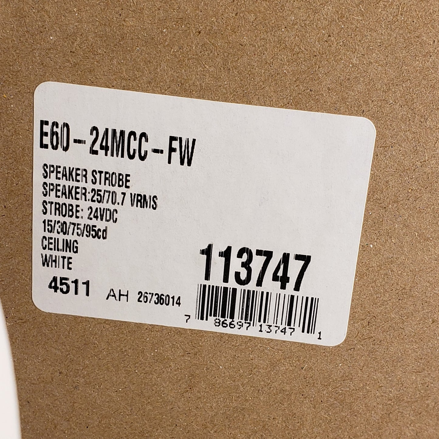 Cooper Wheelock E60-24MCC-FW Fire Alarm With Speaker And Strobe Light 113747