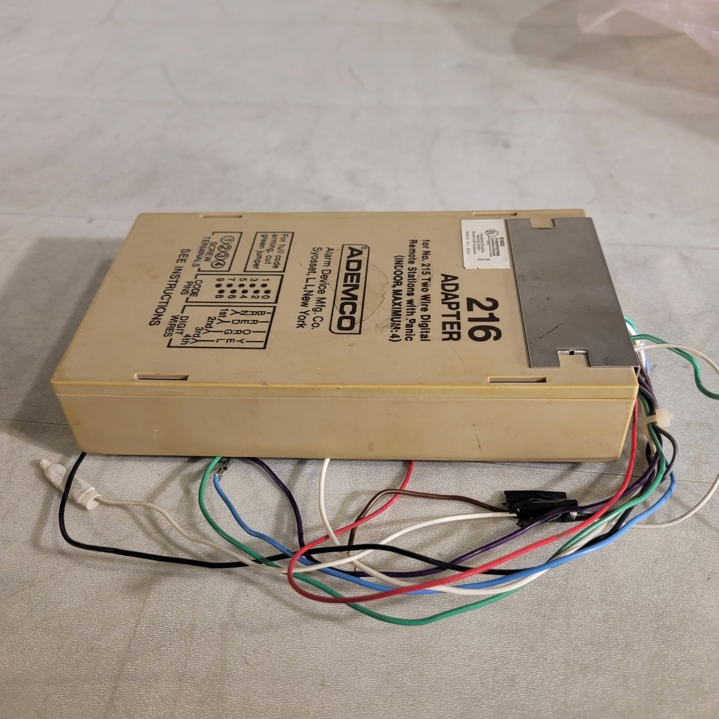 Vintage Ademco 216 Adapter For 215 Two Wire Digital Remote Station With Panic