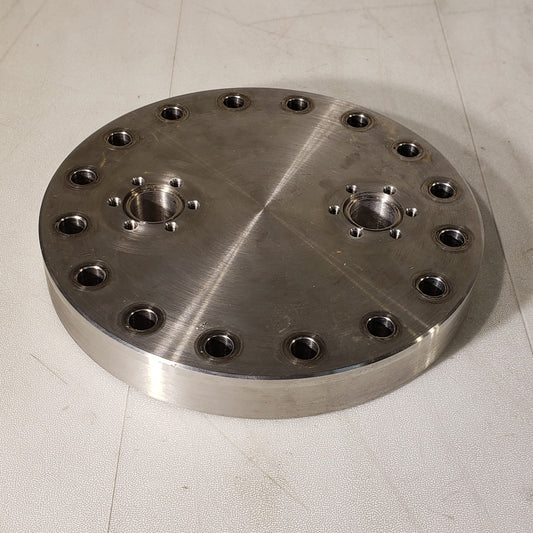 MDC Conflat 6" CF DN100CF Flange w/ 2x 1.33" DN16CF Zero Length Adapter UHV SS