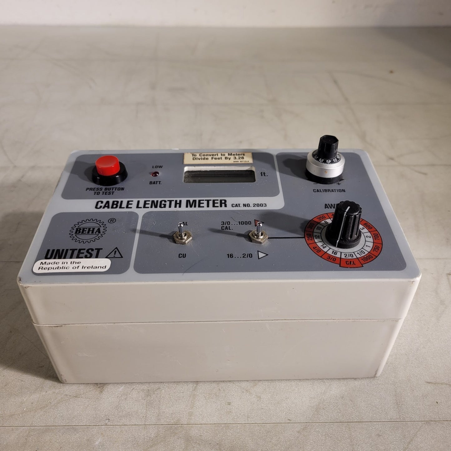 *Needs New Battery* Beha CLM Catalog #2003 Unitest Cable Length Meter 12 VDC