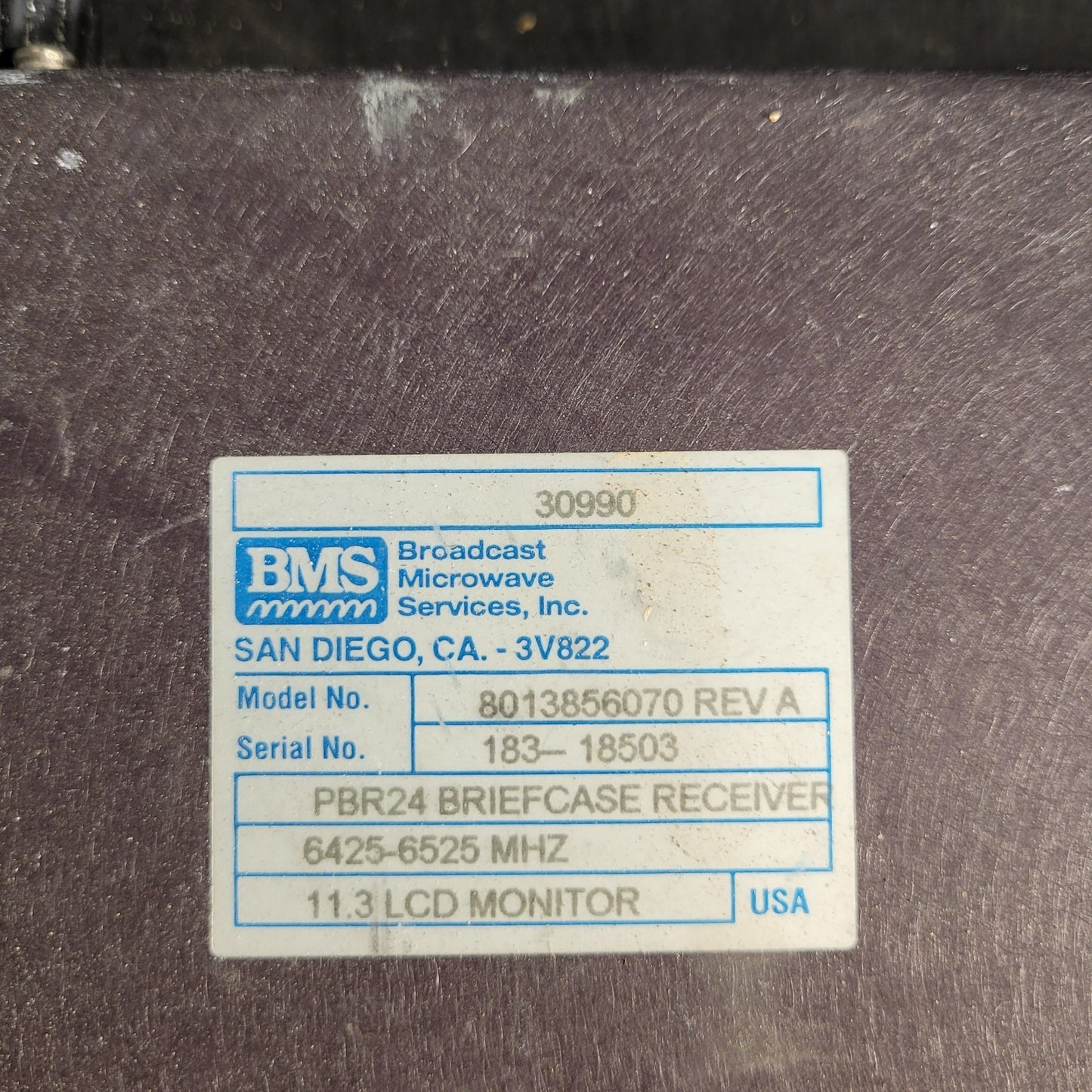 BMS 8013856070 PBR24 Briefcase Radio Receiver w/ 11.3" LCD Monitor 6425-6525 MHz