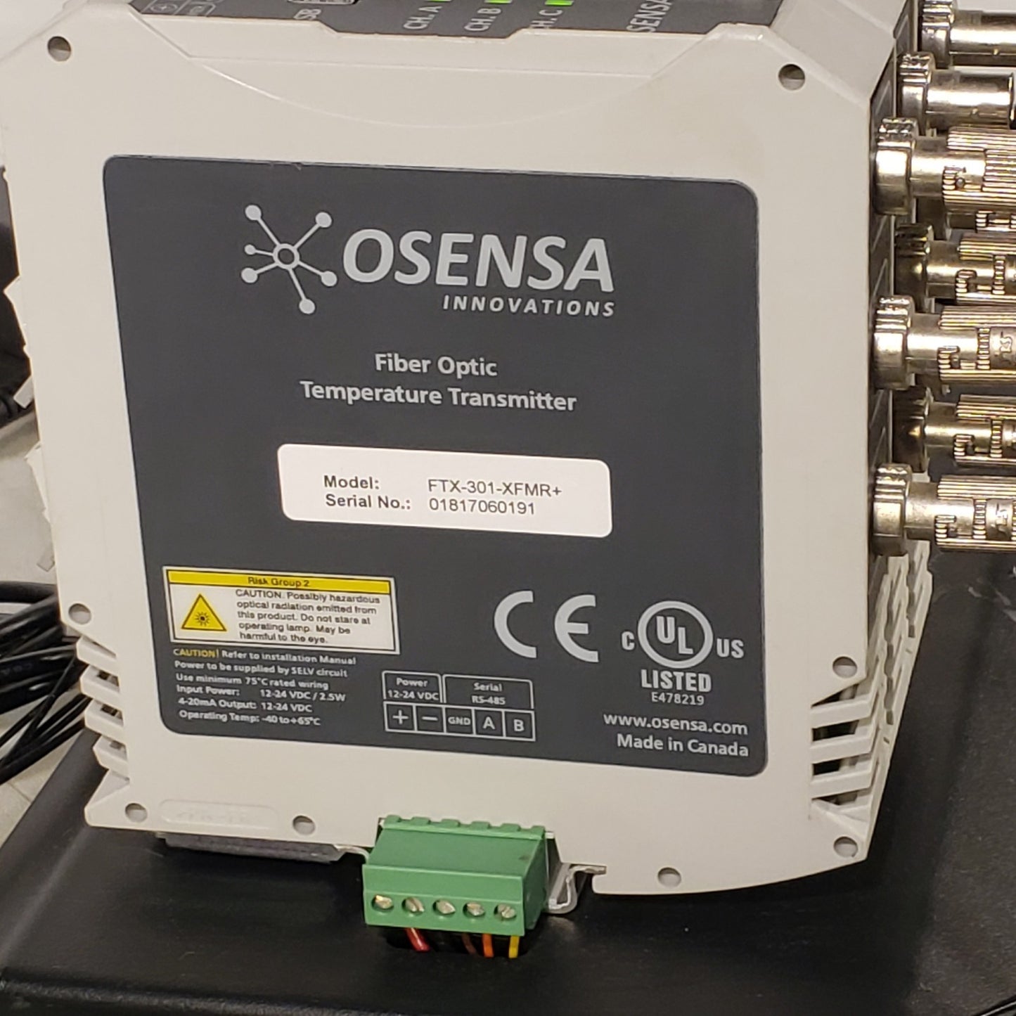 Osensa FTX-301-XFMR+ Fiber Optic Temperature Transmitter w/ 6x Fiber Thermostat