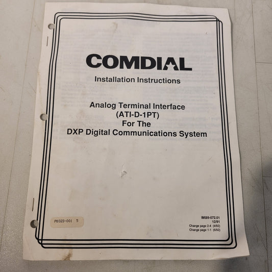 Vintage Comdial Analog Terminal Interface Dxp Comm System Installation Manual