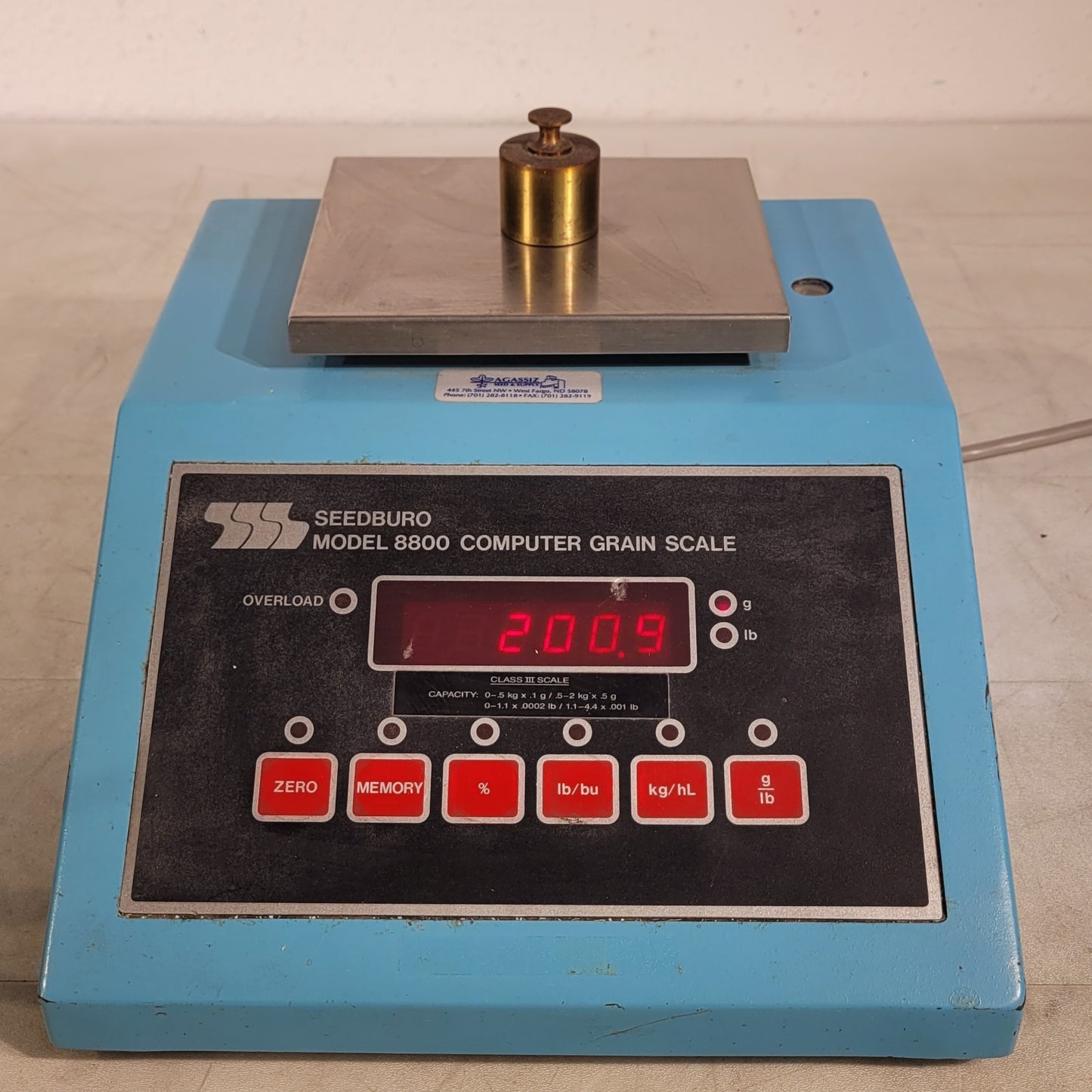 Seedburo 8800 Computer Grain Scale Balance Grams And IB Measure Electronic Weigh
