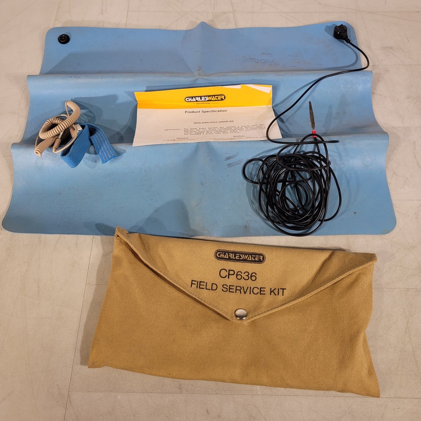 Vintage Charles Water CP636 ESD Field Service Kit Anti-static Pad Wrist Strap