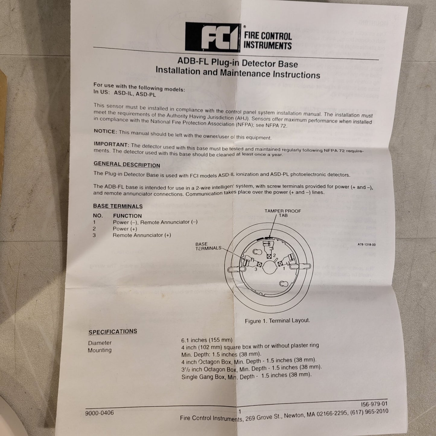 Lot Of 8 - Gamewell FCI ADB-FL Detector Mounting Base 110-90005