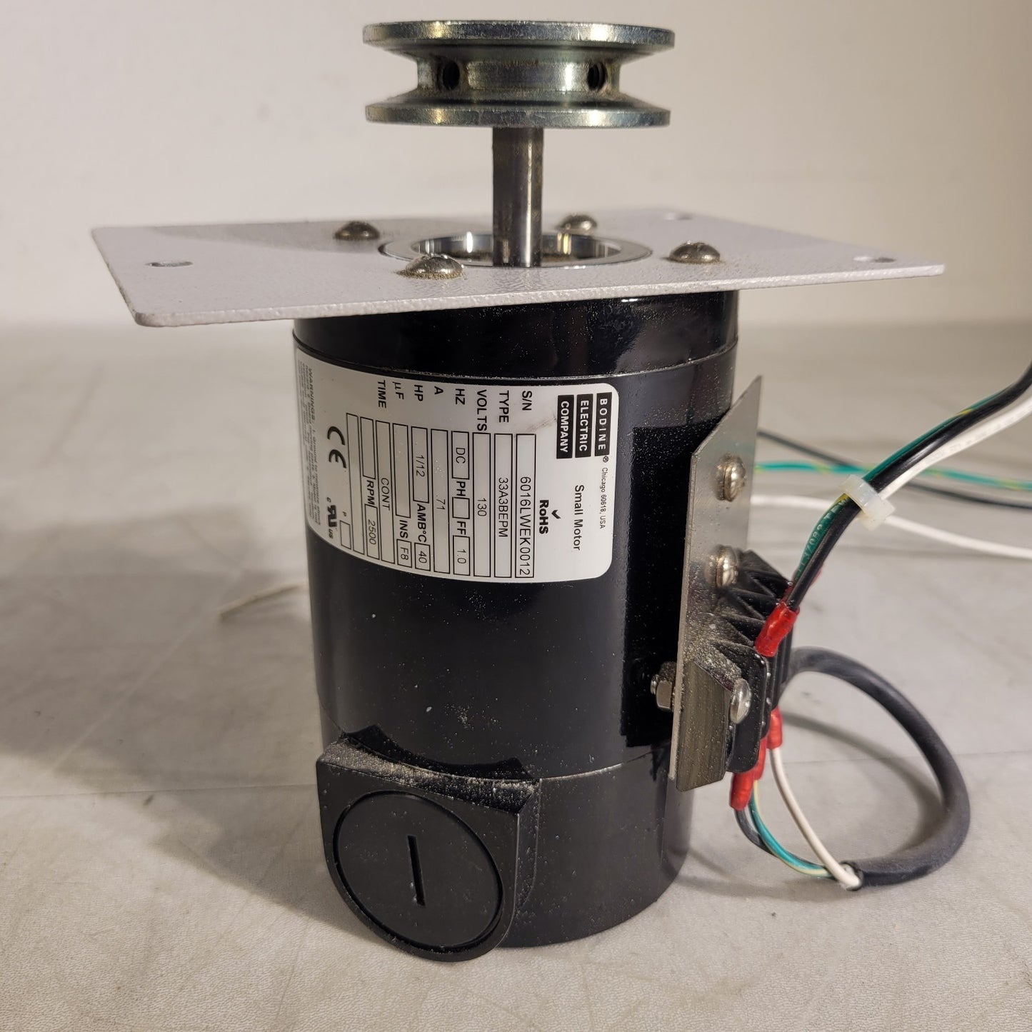 Bodine Electric Motor 33A3BEPM 1/12 HP 2500RPM DC 0.71A 130V 6016LWEK0012