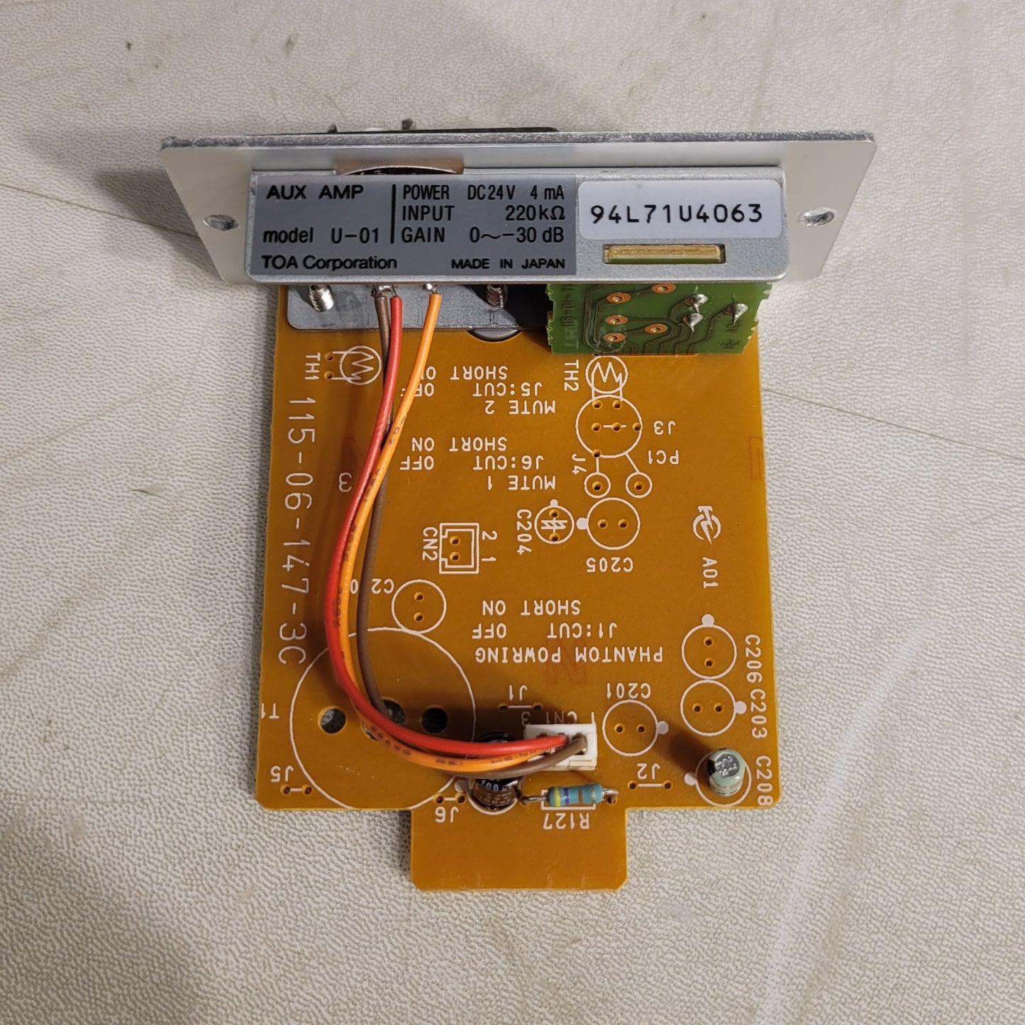 TOA U-01 Unbalanced Line Input 900 Series Removable Terminal Block Connector