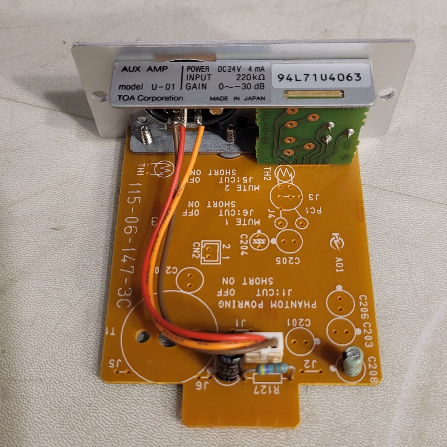 TOA U-01 Unbalanced Line Input 900 Series Removable Terminal Block Connector