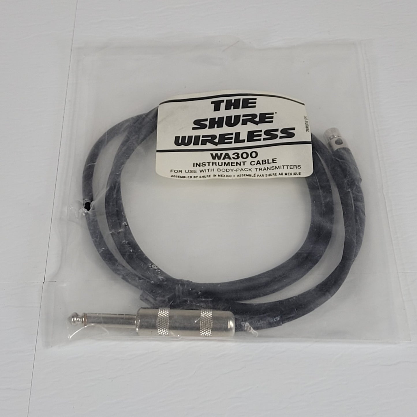 Shure  Wireless WA300 Instrument Cable For Use With Body Unbalanced 1/4" to XLR
