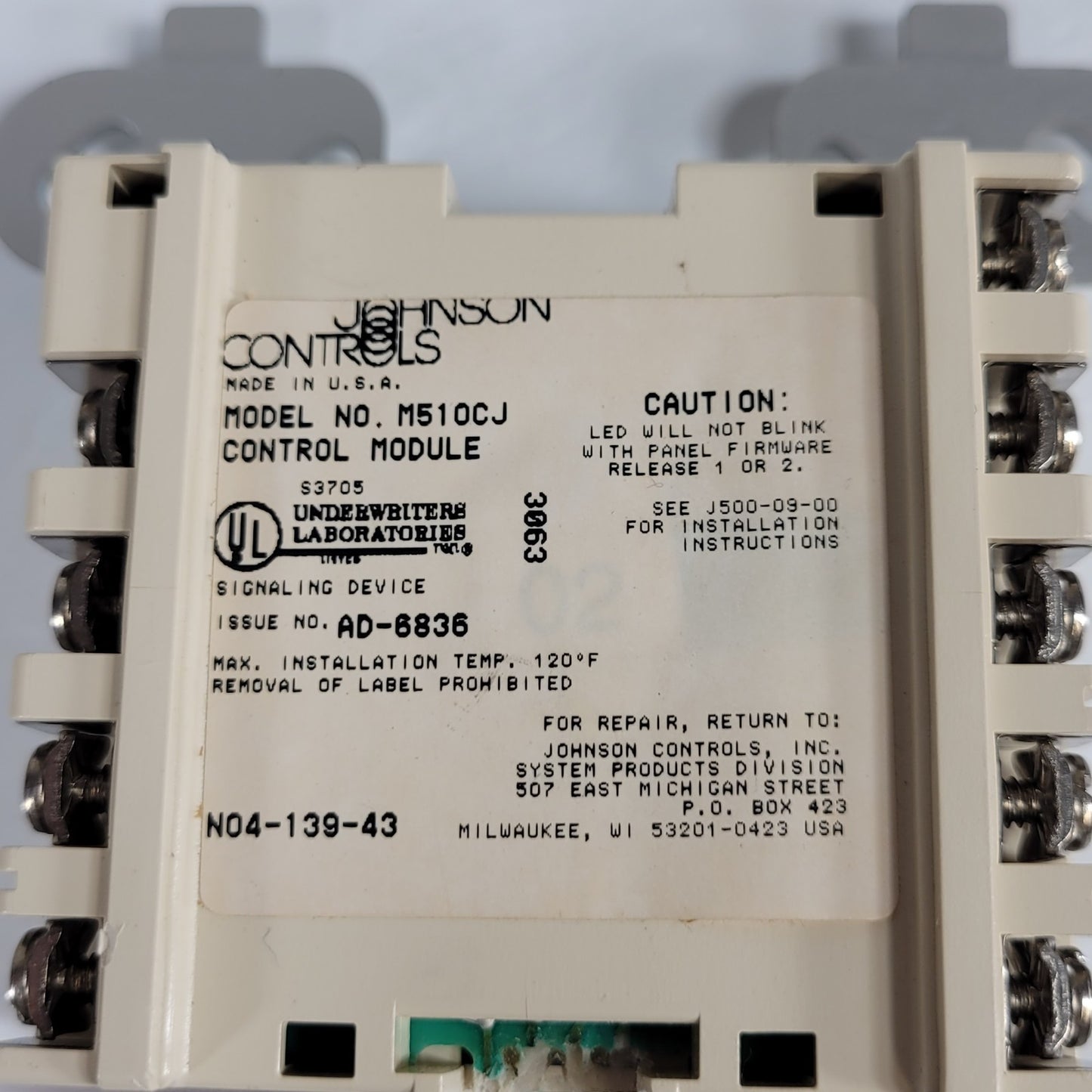 Johnson M510CJ Control Relay Module Fire Alarm Box