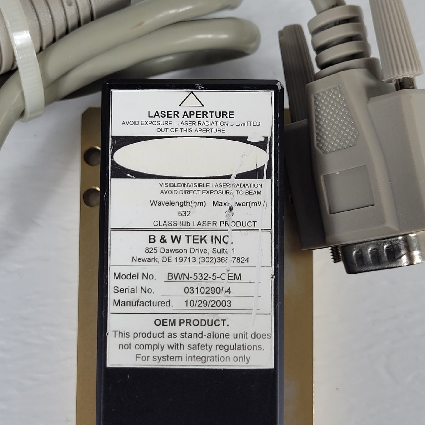B&W Tek BWN-532-5-OEM Laser 532nm Green Wavelength 20mW MaxPower Class IIIb