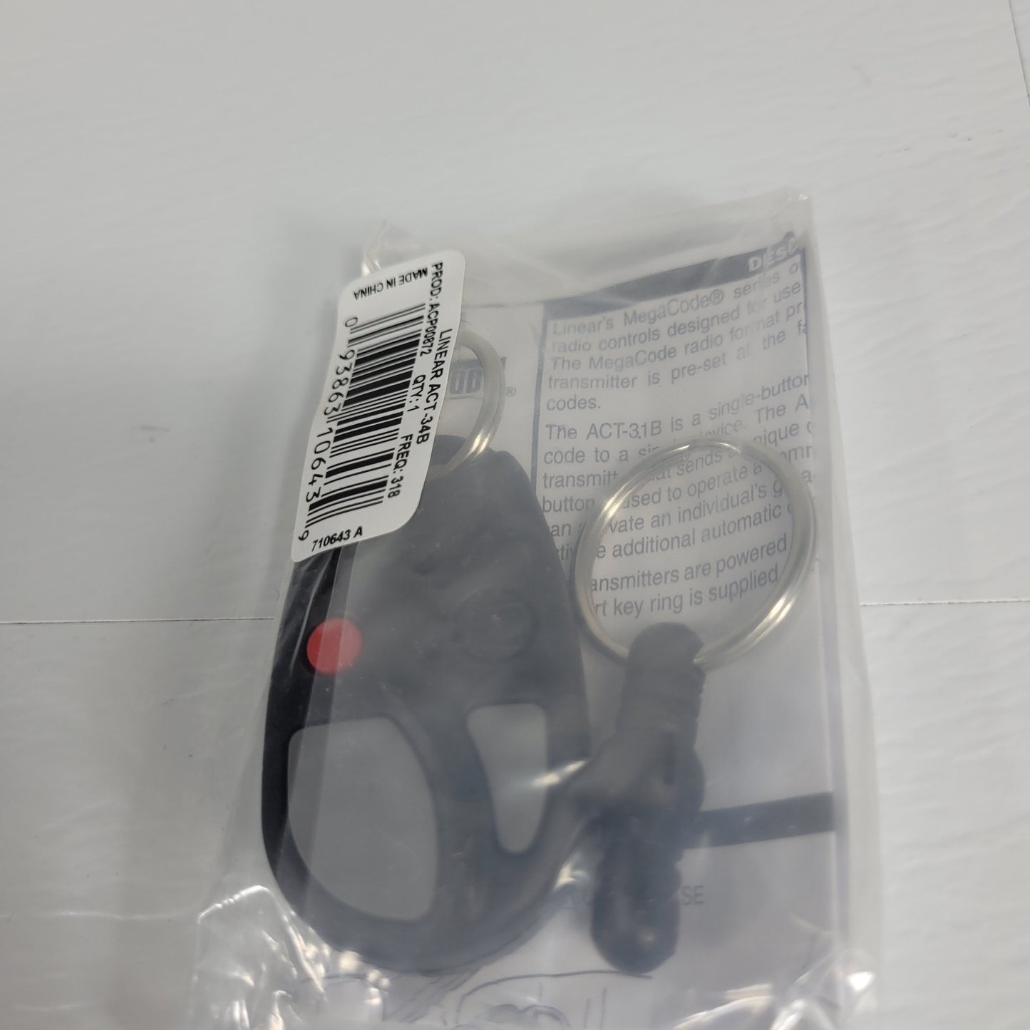 Keri Linear ACT-31B 4-Channel Block Coded Key Ring Transmitter Programable Fob