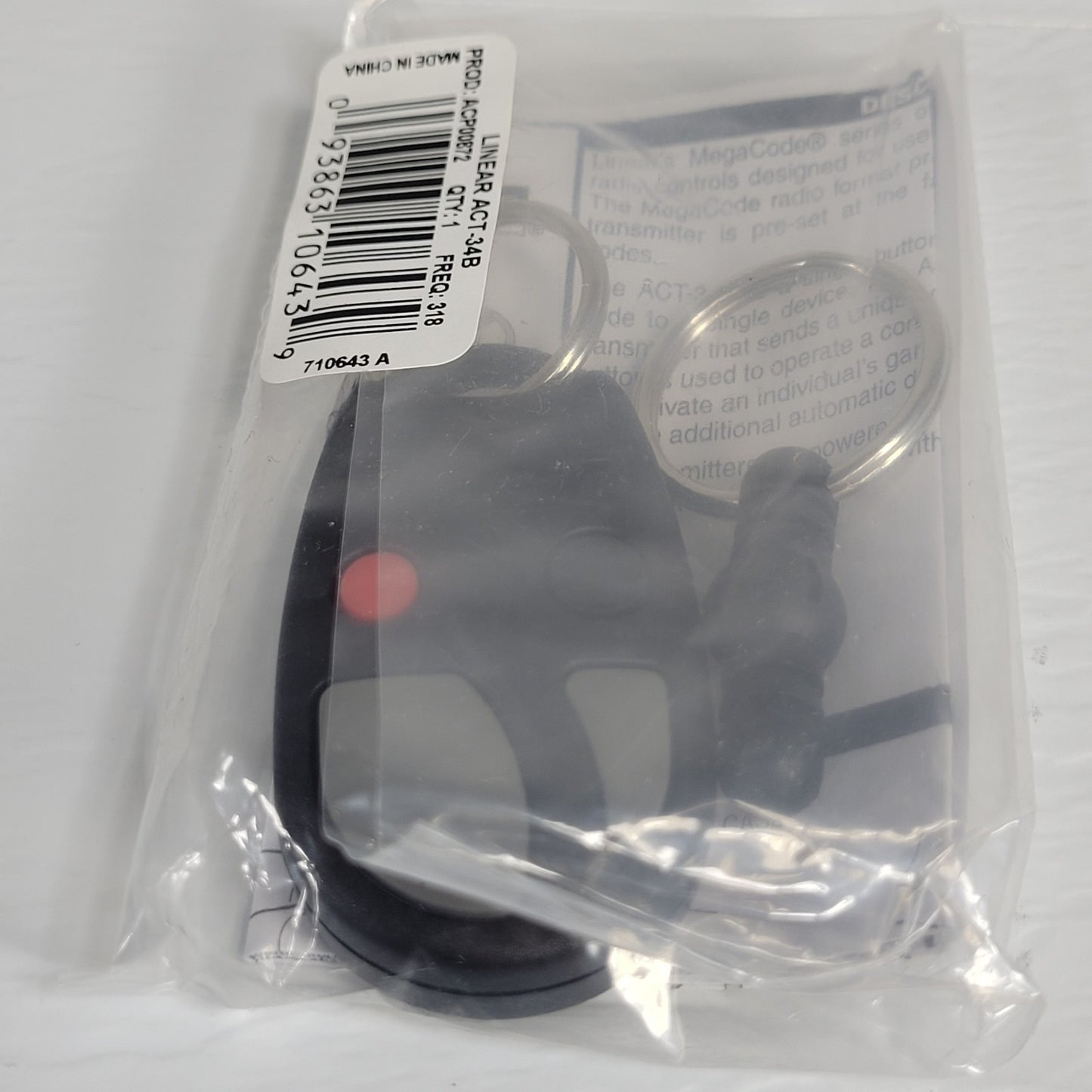 Keri Linear ACT-31B 4-Channel Block Coded Key Ring Transmitter Programable Fob