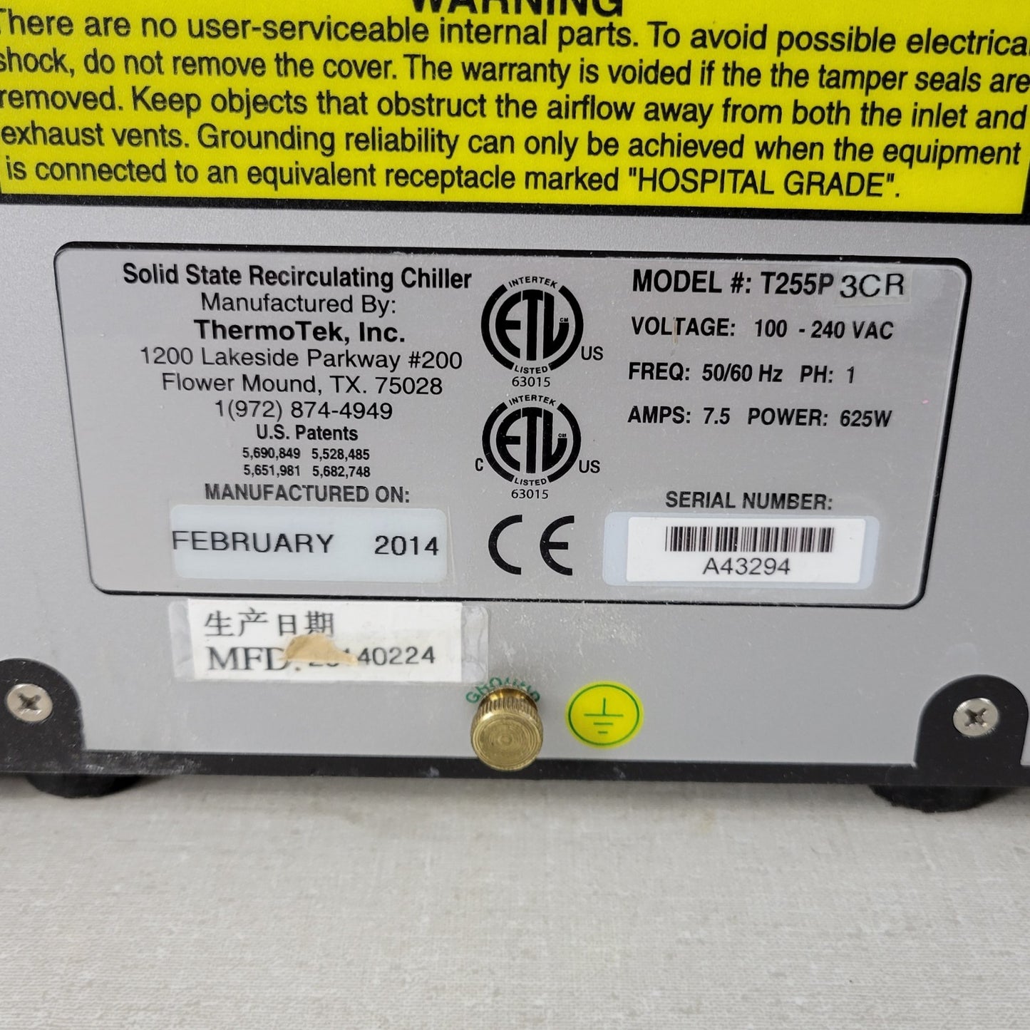 Coherent ThermoTek T255P-3CR Laser Thermoelectric Recirculating Chiller Cooler