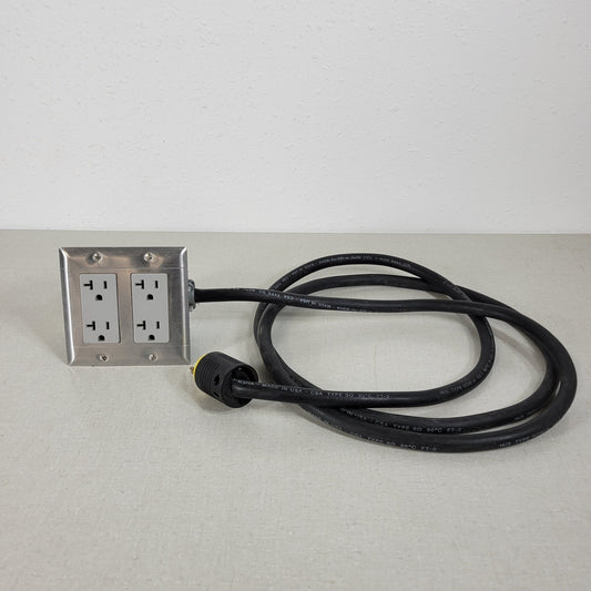 Built-In Double-Gang Work Bench Outlet Box for Mains 120V 20Amp With Cable