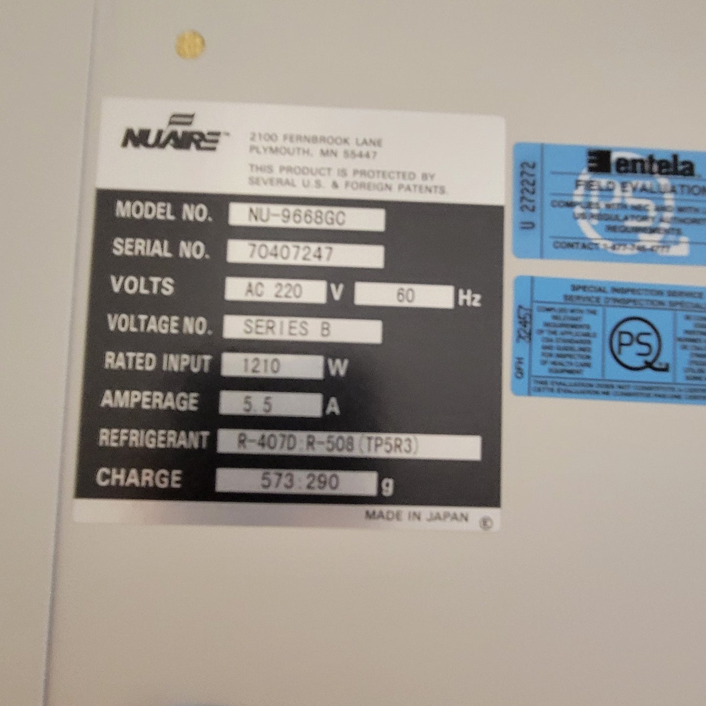 FOR PARTS Nuaire NU-9668GC Ultra Low -86C Lab Freezer 3 Adjustable Shelves