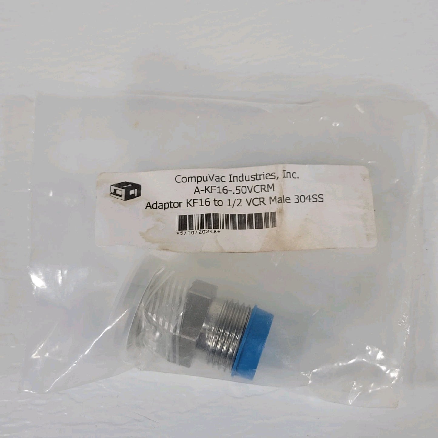 CompuVac A-KF16-.50VCRM Adaptor KF16 To 1/2 VCR Male 304SS High Vaccum NW16