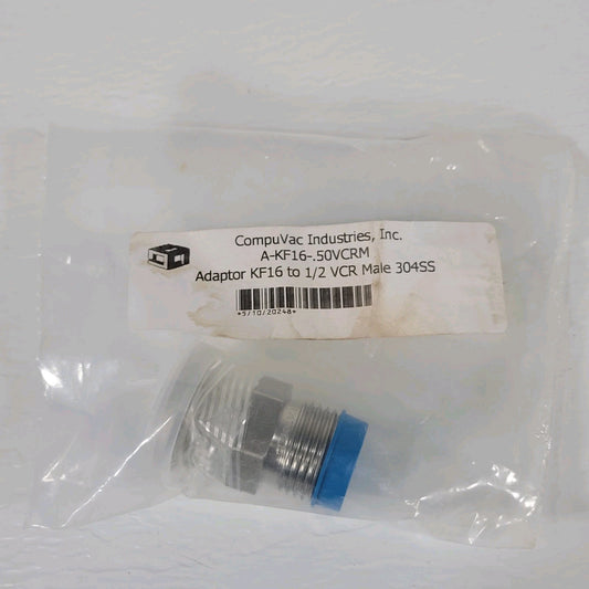 CompuVac A-KF16-.50VCRM Adaptor KF16 To 1/2 VCR Male 304SS High Vaccum NW16