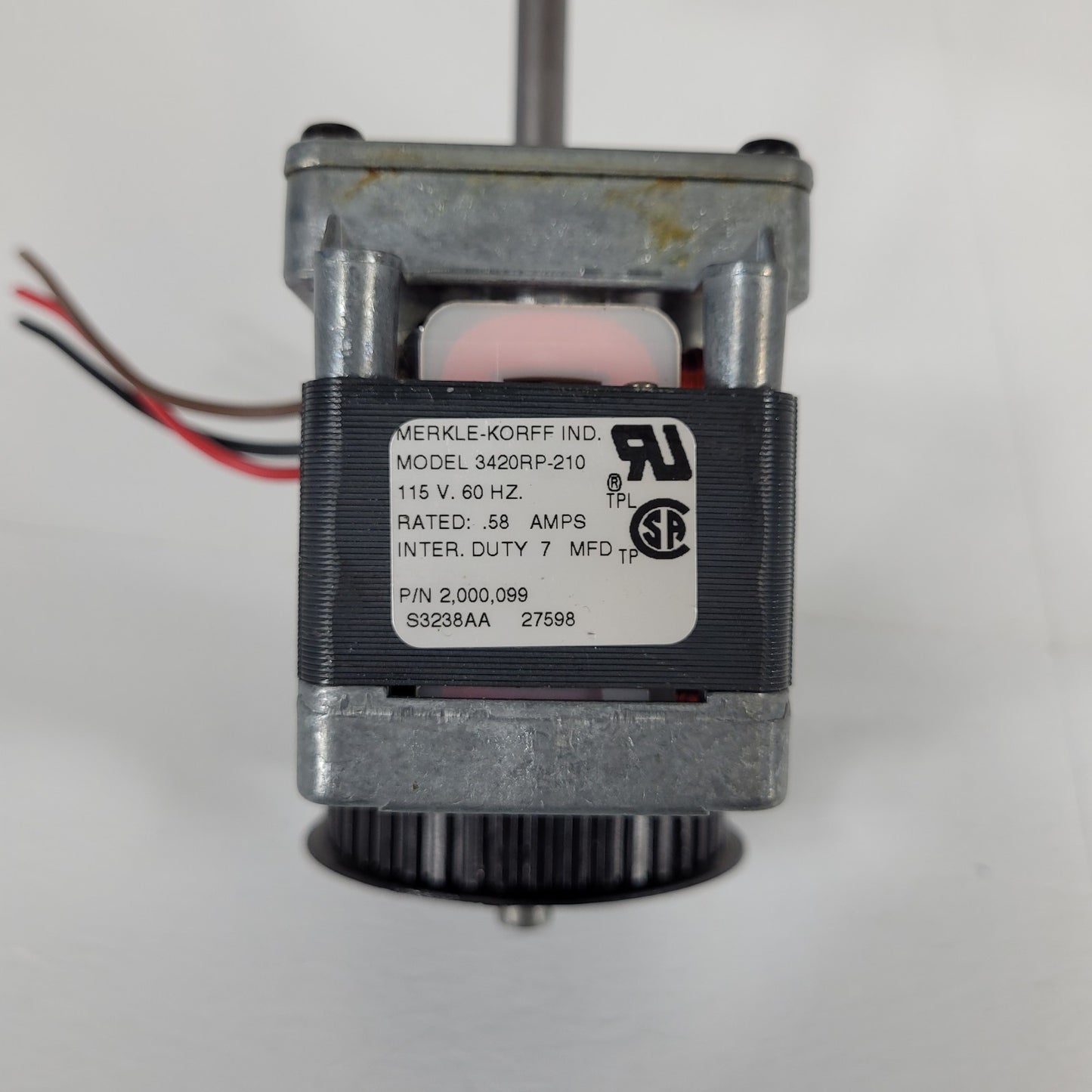 Merkle-Korff Step Up Gear Motor 3420RP-210 115V 60Hz .58A Belt Drive Shaft