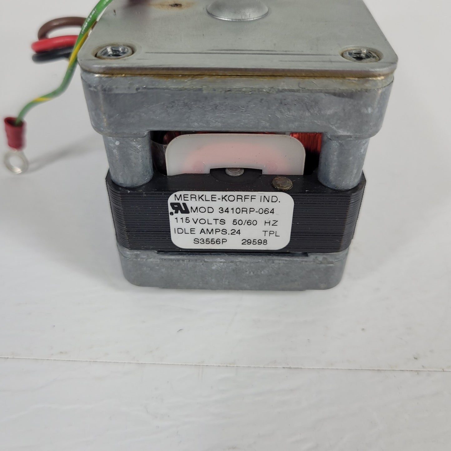 Merkle-Korff Step Up Gear Motor 3410RP-064 115V .24A Belt Pulley Molex Connector