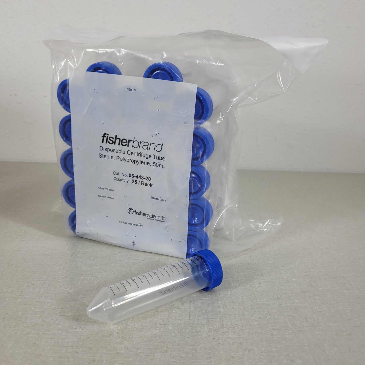 25-Pack FisherBrand 50mL Disposable Centrifuge Tube 06-443-20 Polypropylene