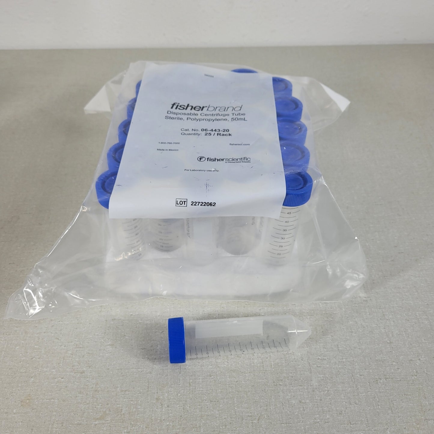 25-Pack FisherBrand 50mL Disposable Centrifuge Tube 06-443-20 Polypropylene