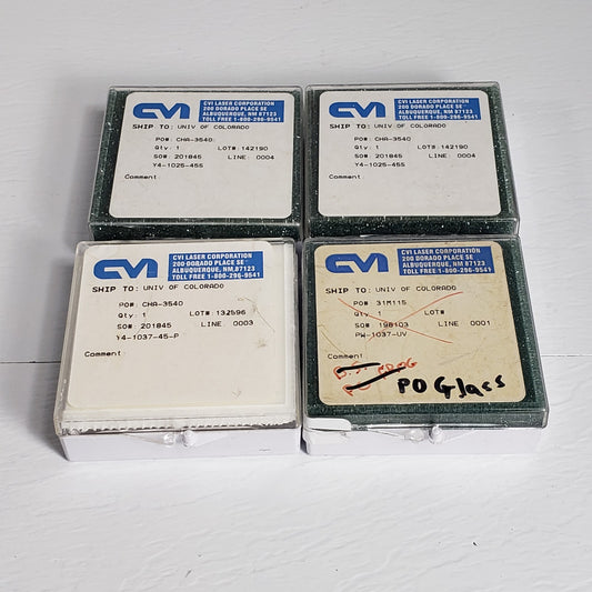 CVI Laser 1" Lens Box Lot Set of Four - Optics Not Included, Box Only