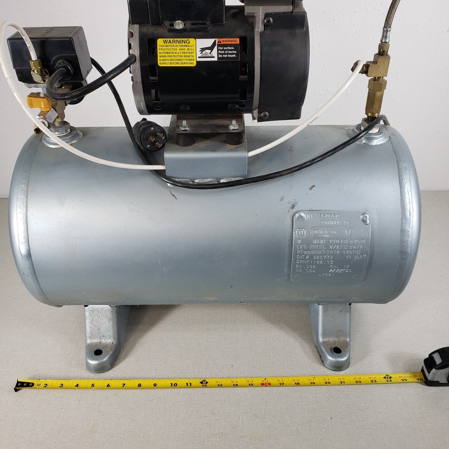 Tested Works GAST Electric Air Compressor AT870 1/3hp Motor 12Gal tank