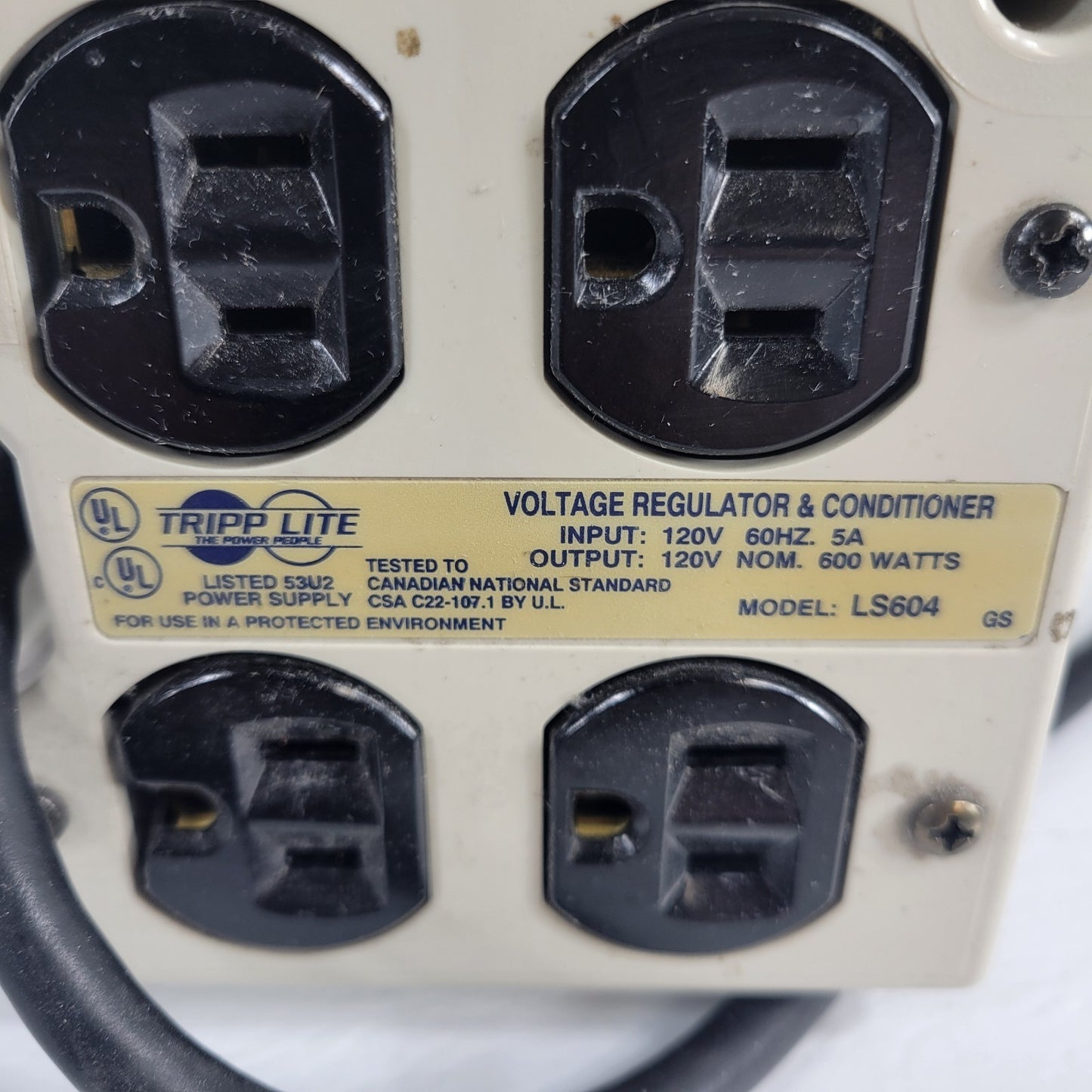 Tripp Lite LS604 Voltage Regulator and Conditioner 120v 600w 53U2 Power Supply