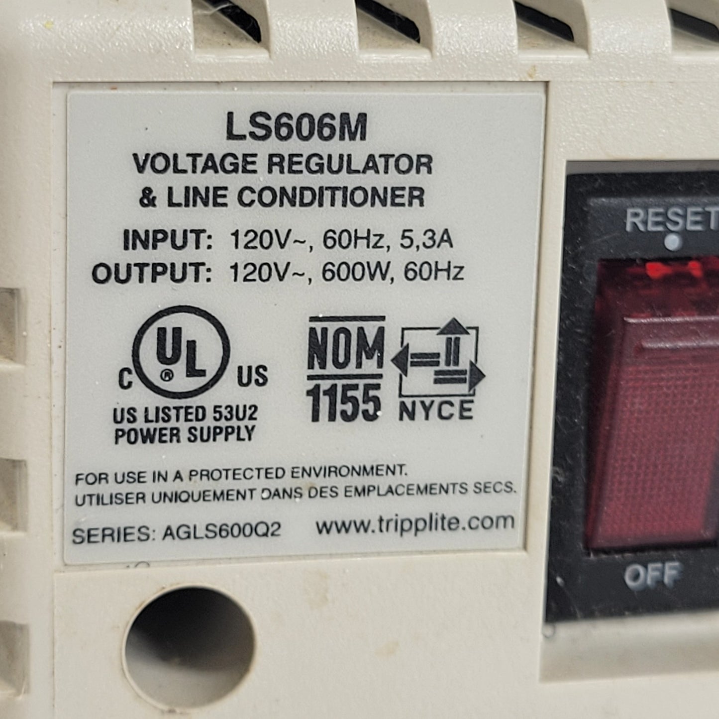 Tripp Lite LS606M Voltage Regulator & Line Conditioner 120V 5.3A To 120V 600W