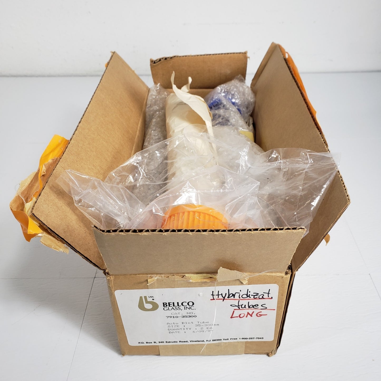 *Lot of 5* Long Auto Blot Hybridization Glass Test Tubes 200mm & 150mm