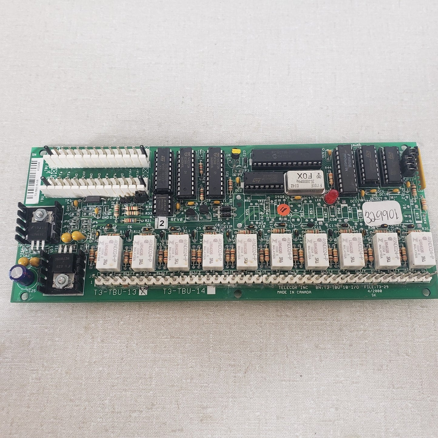 Telecor T3-TBU-10-1/0 Terminal Unit Relay Interface Alarm Control Circuit Board